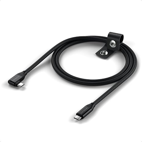 Satechi Right Angle USB-C Cable, 240W PD Charging, 3.3 Ft, Braided, Black