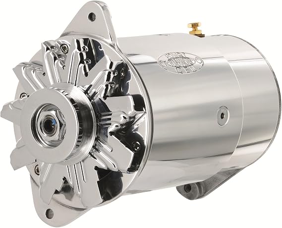 Power Master 282051 Alternator, PowerGEN, Long, 90 amps, 12V, 1-Wire, Single V-Belt Pulley, Aluminum Case, Polished, Compatible with GM, Each