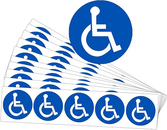Disabled Wheelchair Symbol Labels | Handicap Signs Stickers 2 inch Round Convenient Decals for Handicapped Parking 60 pcs