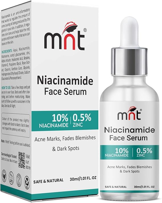 10% Niacinamide Face Serum with 0.5% Zinc for Acne Marks I Fades Blemishes & Dark Spots I Day & Night Serum for Dry & Sensitive Skin I For Women & Men - 30 ml/1.01 oz)