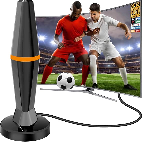 Smart TV Antenna for Local Channels,TV Antenna Indoor for Long Range 360 Reception, Digital Antenna for Easy Installation and All Smart/Old TVs, Supports 4K 1080P HD/VHF/UHF