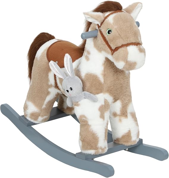 Qaba Rocking Horse with Neighing Sound for Toddlers 25 Years Light Brown