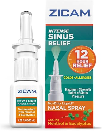 Zicam Intense Sinus Relief No-Drip Relief Nasal Spray with Cooling Menthol & Eucalyptus 0.5 oz (Pack of 5)