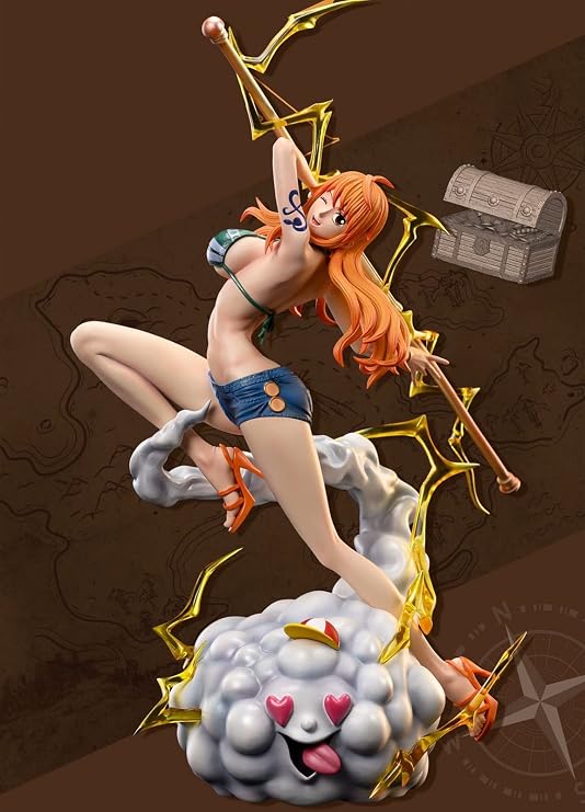 Nami Figure, Shorts Glamour Nami Lady, Beautiful Girl Anime Statue Model Figurine Decoration Toy Gift 11.02 Inch