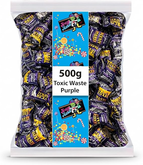 Toxic Waste Purple Ultra Sour Candy 500g Bulk Bag, Individually Wrapped Extreme Sour Hard Sweets | Exciting Purple Fruit Flavours Challenge | Professionally Packed for Freshness