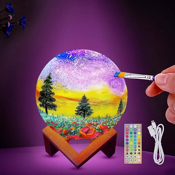 HOLA Paint Your Own Moon Lamp Kit, Updated USB Rechargeable, Kids Crafts