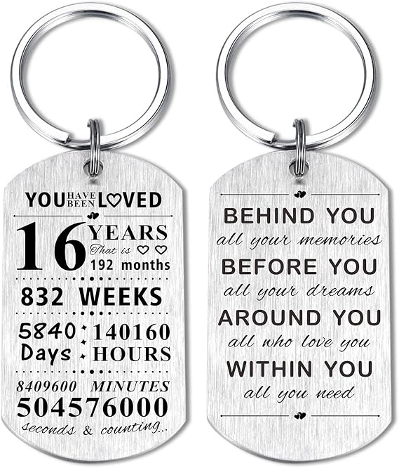 Emideary 16th Birthday Gifts for Girls Boys - Happy 16 Years Bday Keychain Keepsake for Teens Women Men