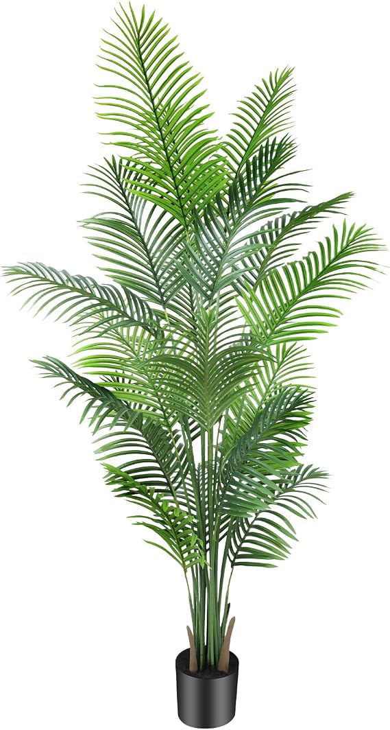 ANTING Artificial Areca Palm Plant Faux Tropical Tree 6.1FT, Fake Palm Tree Indoor Decor with 15Trunks for Home Office Garden Hotel Decor Gift(1pack)
