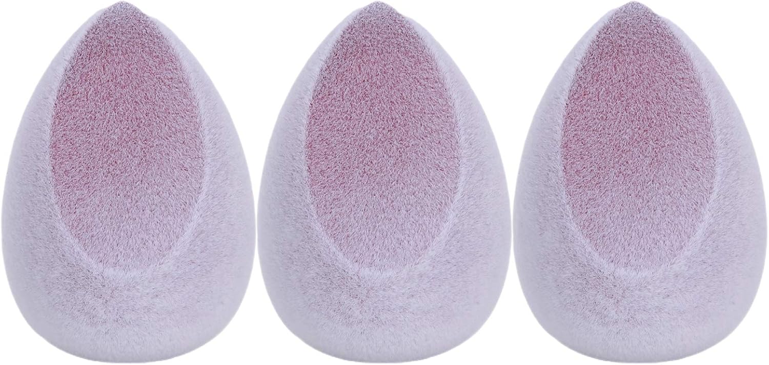 FOCALLURE 3pcs Soft Concealer Puff Wet Dry Dual Use Makeup Puff Set FA136#4 (Purple)