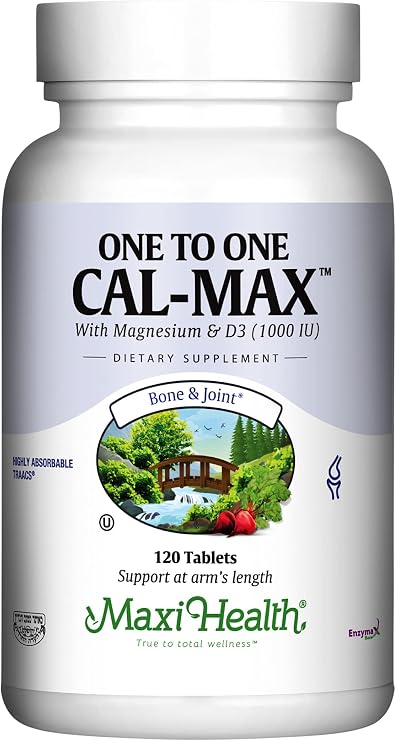 Maxi Health Calcium Supplement 500mg with Magnesium & D3 (120 Tablets) | Kosher | 500mg Calcium, 500mg Magnesium & 1000 IU D3 | Bone, Teeth & Joint Support | Doctor Formulated