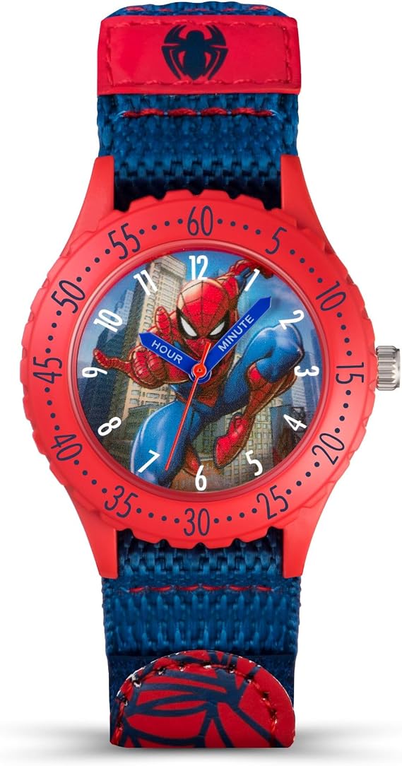 Spiderman Children's Quartz Watch with Multicolour Dial Analogue Display and Blue Rubber Strap SPD3495