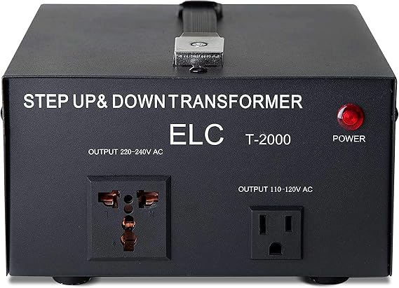 ELC T Series 2000+ Watt Voltage Converter Transformer - Step Up/Down - 110v to 220v / 220v to 110v Power Converter - Circuit Breaker Protection, CE Certified