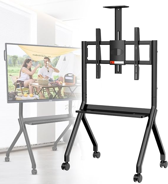 Smart Board Stand for Interactive Whiteboard Vertical Interactive Whiteboard Rolling Tv Stand Four Lockable Wheels for The Modern Office or Classroom,Black-FD580