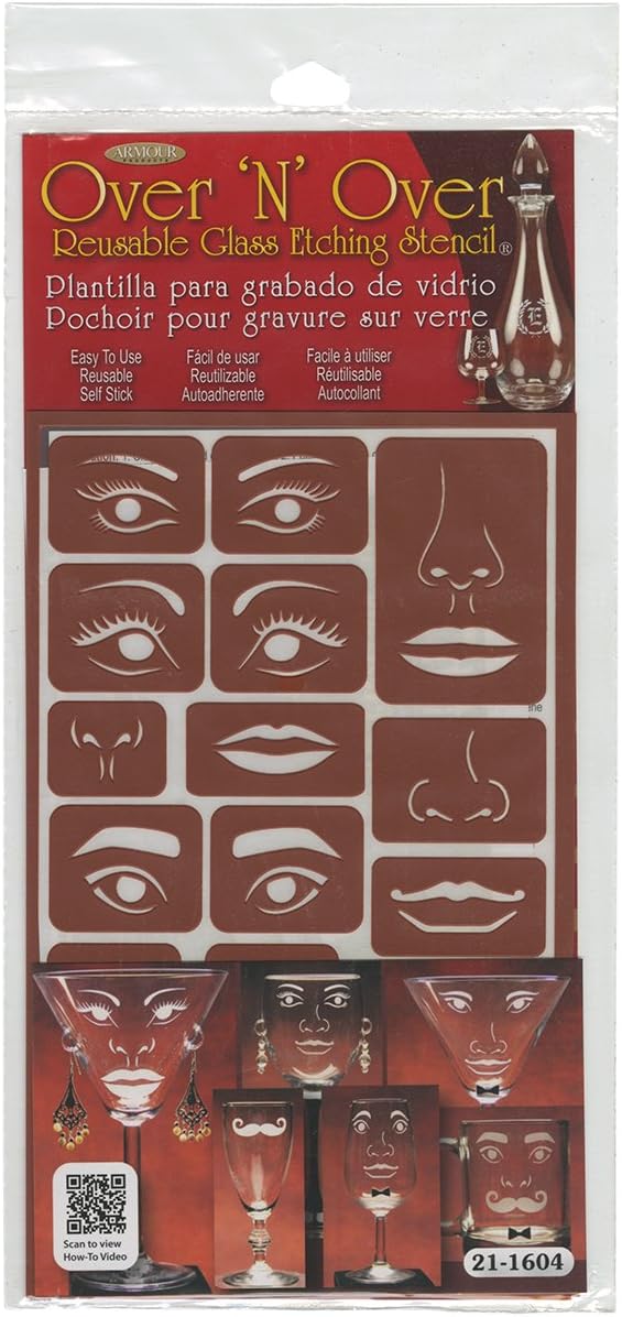 Armour Products 21-1604 Etch Over N Over Stencil, Faces