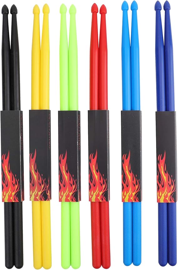 6 Pairs 5A Nylon Drumsticks, Exercise Plastic Drum Sticks, Lightweight and Durable Sticks for Drums, Musical Instrument Percussion Accessories