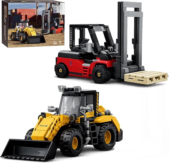 Mavo brix Loader Building Set and Forklift Truck Building Kit, 2-in-1 Set for Adults 14+, Ideal Gift, Home Office Decor, 680PCS