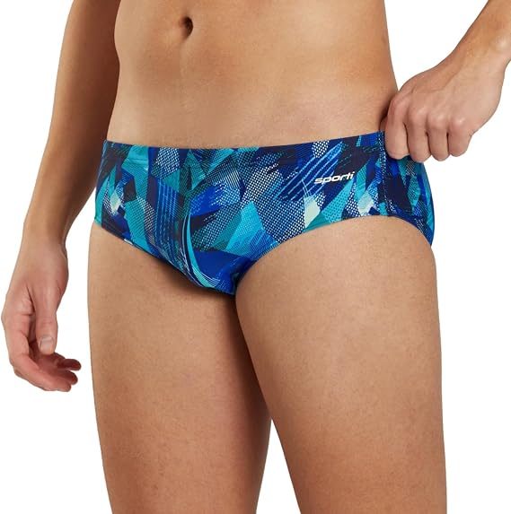 Sporti Boys & Men's Athletic Swim Brief Swimsuit, Abstract Printed Swimwear
