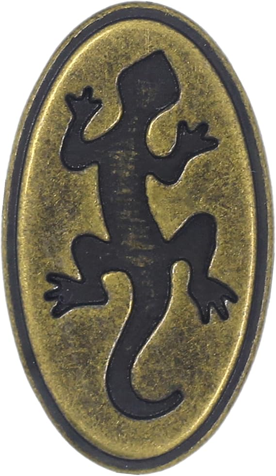 Bezelry 12 Pieces Gecko Lizard Pattern Oval Metal Shank Buttons. 25mm (1 inch) (Antique Brass)