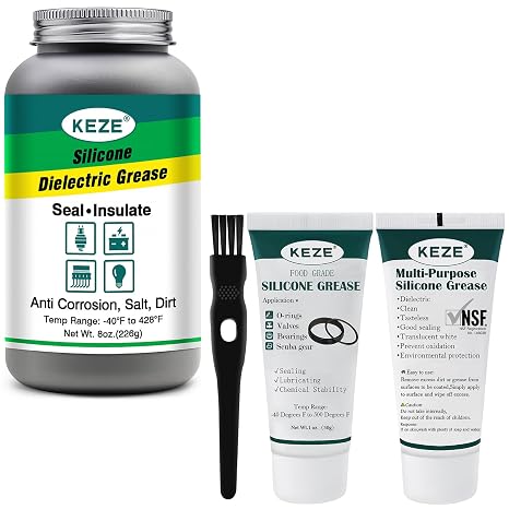Keze Dielectric Grease Automotive Electrical Grease for Connectors Grasa 8 oz Silicone Greas Plumbers Silicon Grease Tube 1 oz 2 Pcs