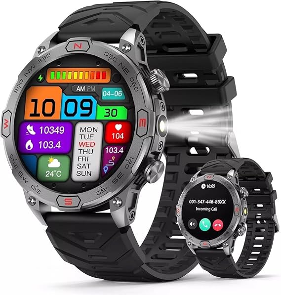Smart Watch for Summit Flip - with LED Flashlight, 1.43" AMOLED Display, Outdoor Smartwatch with Compass/Altitude/Air Pressure, Waterproof Fitness Tracker Watch