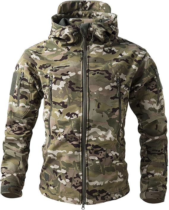 Waterproof Tactical Camo Jacket for Men, Fleece Lined