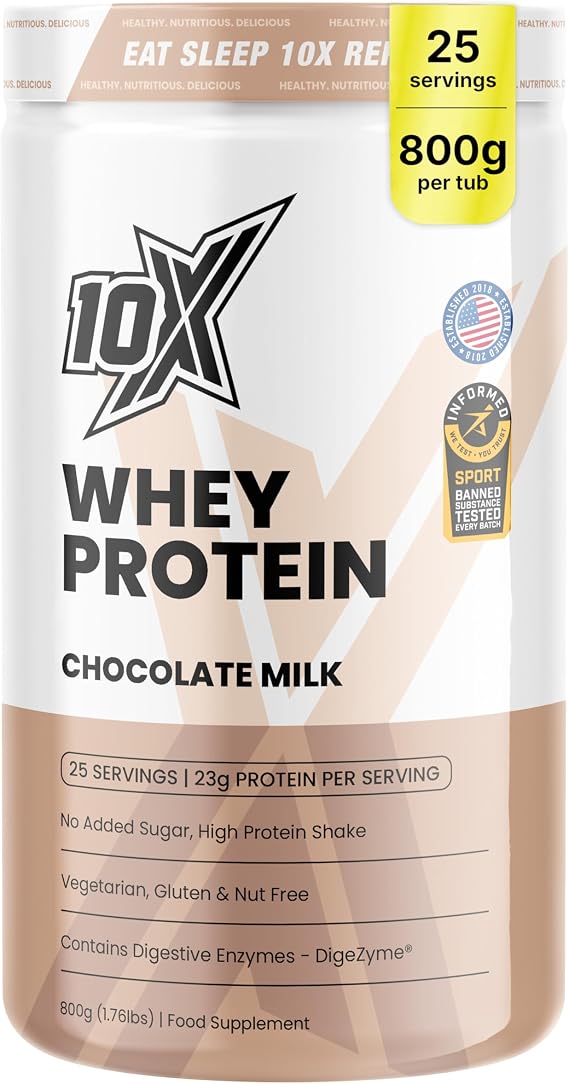 Whey Protein Powder - Chocolate Milk 800g (25 Servings) | 23g Protein | Pre Workout, Intra & Post | Muscle Growth & Repair | Digestive Enzymes |nformed-Sport Certified
