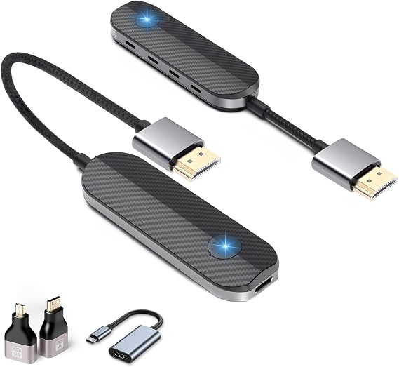 iShare Pro Kit All-in-One Wireless HDMI Transmitter and Receiver, Premium Carbon Fiber Design, 4K Decoding 1080P 60Hz, 328ft Long Range, Includes Adapters for Drones Cameras MacBook
