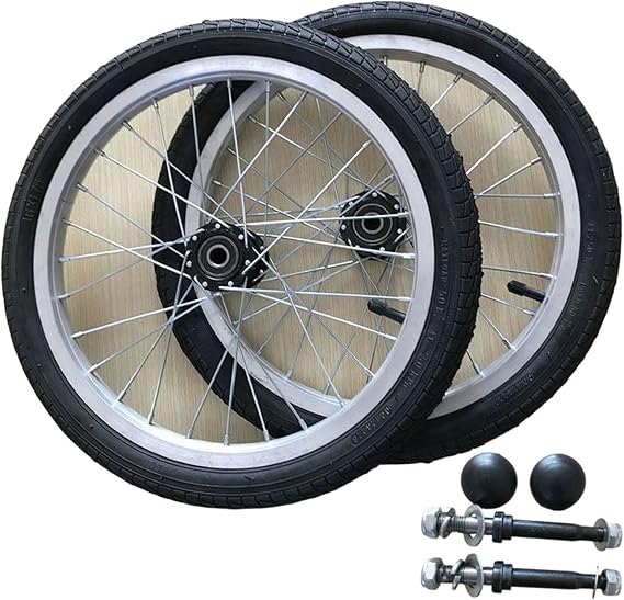 16in Non-Slip Rear Wheels for Wheelchairs (2), Wheelchair Wheel Replacement Parts, 16x1.75 Pneumatic Tyres (Color : Black, Size : 9/16"(14mm) Axle)