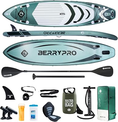 BERRYPRO Inflatable Stand Up Paddle Board,Yoga Board,Fishing Paddle Board with Full Accessories for All Water Sport Skills