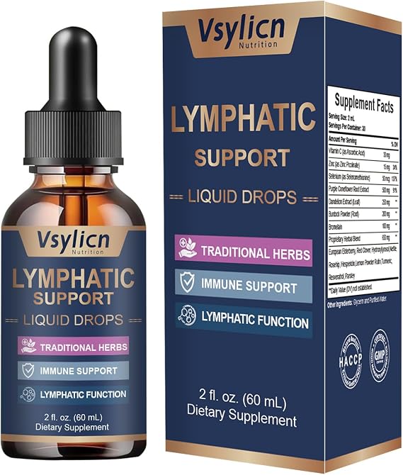 Lymphatic Drainage Drops, Water Detox & Balance Support, Liver Health with Dandelion Extract,Zine, Burdock Powder, Reduce Swelling & Cleanse Lymph, Lymphatic System to Promote Overall Health
