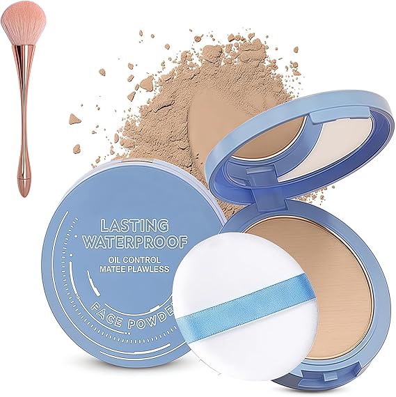 Beauty Powder Cake for Makeup Hold,Face Powder Lasting Waterproof Sets Makeup,Oil Control Matte Perfection Pressed Powders,Smooth Fine Lines for Flawless Lightweight Finish (#02, 0.35 oz)