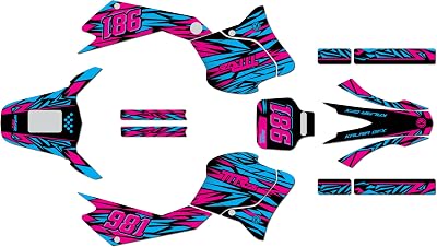 Graphics Kit for Yamaha TT-R 225 1999-2004 TWITCH Series Magenta 21 Mil - Dirt bike Custom Racing Graphics Decals Stickers Kit, no-plastics