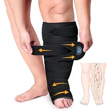 Calf + Foot Lymphedema Compression Wrap Adjustable For Big Swollen Lower Leg and Foot - with 8 Cross Straps‌ (Tall-XL)