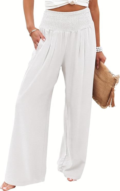 ANRABESS Women Wide Leg Summer Palazzo Pants with Pockets