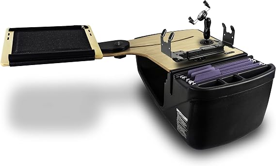 AutoExec AUE18030 AutoExec AUE18030 Reach Desk Back Seat Car Desk Birch Finish with Phone Mount and Printer Stand