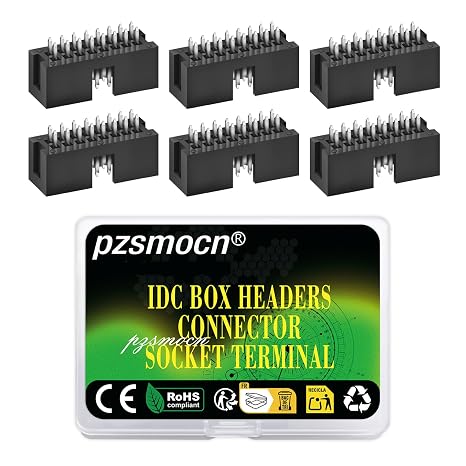 20 Pieces IDC 2 * 8 Double Row 2.54 mm Pitch JTAG ISP 16-Pin Straight Pin in-line Box Header Connector Adapter Cable Male Socket Terminal for PCB
