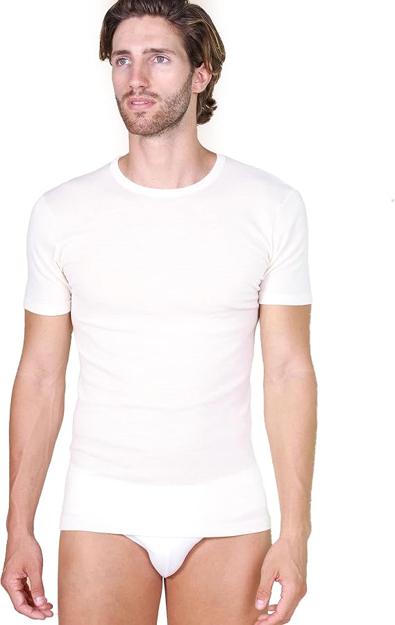 EGI Luxury Wool Silk Men's Short Sleeve T-Shirt. Proudly Made in Italy.