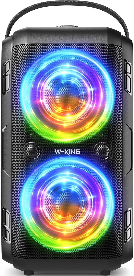 Bluetooth hoparlör, W-KING 80W taşınabilir kablosuz hoparlör kutusu müzik kutusu, güçlü bas, güçlü 105db ses, karışık renkli LED ışıkları, USB çalma, 24 saat çalma süresi | 105 dB Bluetooth Box kablosuz, doğal derin bas/4 sürücü 2 x 4,04 inç Woofer, büyük ses, IPX5/LED/24H/USB/TF/EQ