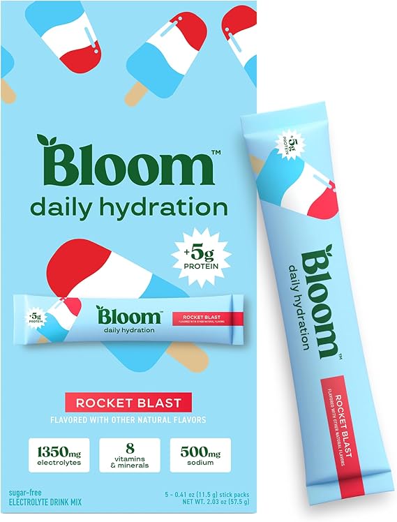 Bloom Nutrition Hydration Electrolyte Sticks, Rocket Blast, 5 Count