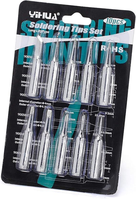 YIHUA #1200 Soldering Iron Tips Set 10PCS Long-Life Type Fit for YIHUA SGS Certified Lead-Free Tips