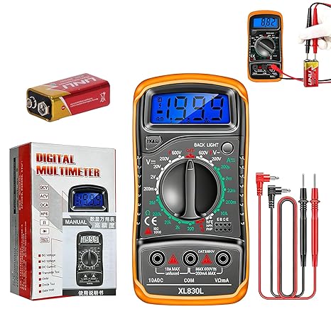 Digital Multimeter Voltmeter with Large LCD Display and Backlight,Measures OHM AC DC Voltage Current Resistance Circuit Continuity Diodes Electric Tester,Voltmeter Ammeter Ohmmeter Tester Continuity