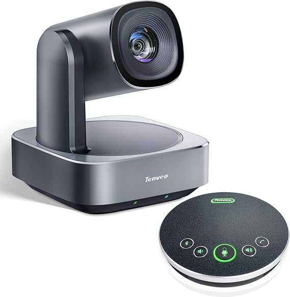 Tenveo PTZ Camera VL20H+M3B Speaker Bundle 20X Optical Zoom FHD 1080P 60FPS USB3.0/HDMI PTZ Camera and MagiCall Bluetooth Wireless Conference Speakerphone for Conference Church Services