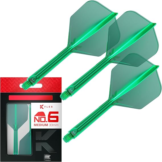 Target Darts K Flex Integrated Dart Flight and Shaft, No.6 | 3-Pack K-Flex - No. 6, Kflex Precision-Molded 2-in-1 Dart Flights and Dart Shaft | Professional Dart Accessories