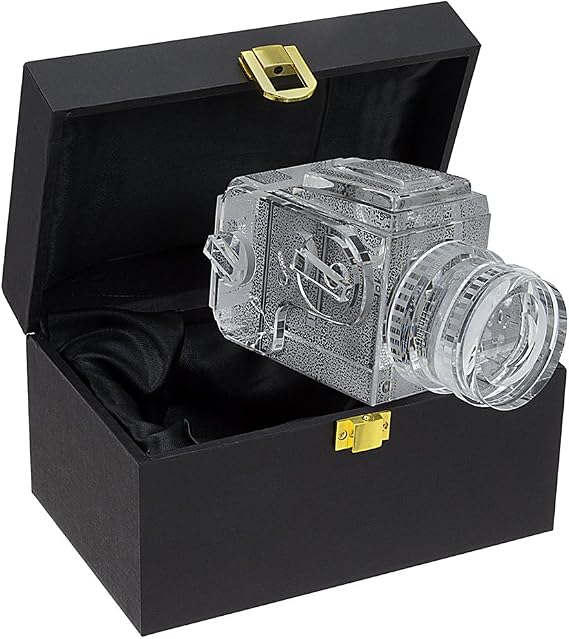 Fotodiox Crystal Medium Format Camera Display Model - 2/3 of Real Life Size Replica of Hasselblad 503CM w/ 80mm f/2.8 CF Lens; Paperweight, Book Shelf, Bookends, Paper Weight