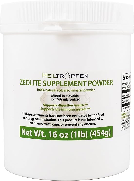 Heiltropfen Zeolite Powder | Dietary Supplement | 3X Activated | 1 lb - 454 g | Detox | Clinoptilolite 94%+-3 | Natural Mineral Dust | Ultra FINE Less-Than 2 m