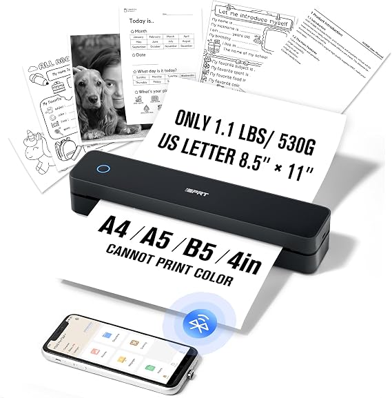 iDPRT Portable Thermal Wireless Printer for Travel, Inkless Small Printer