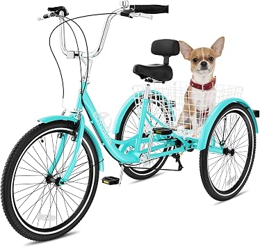 NAIZEA Adult Tricycle, 7 Speed Three Wheel Cruiser Bike, 20/24/26 inch Adult Trikes 3 Wheel Bikes with Large Basket for Seniors, Adults, Women, Men, Multiple Colors