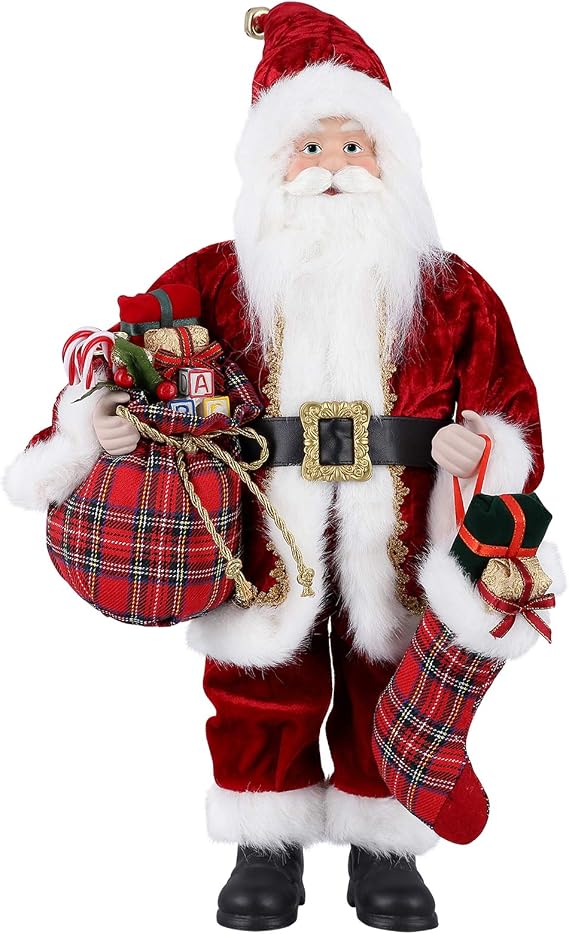 himaly Christmas Santa Claus, 18" Santa Claus Christmas Ornaments Decorations Traditional Standing Christmas Santa Claus Figure Xmas Decoration