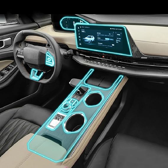 Car Interior Center Console Transparent TPU Protective Film Anti-Scratch Repair Film Accessories for Changan CS55 Plus 2022-2023