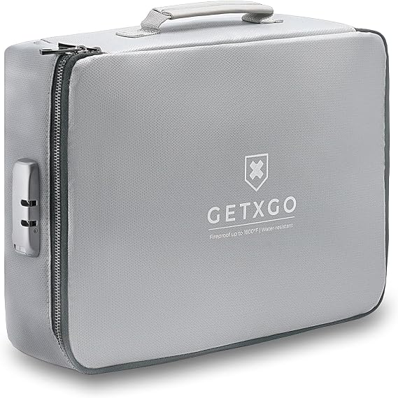 Fireproof Document Box - UL 94 V-0 & NFPA 701 | 1832F SGS Certified | Water-Resistant Emergency Box with Secured Lock | Silicone Coated Fiberglass